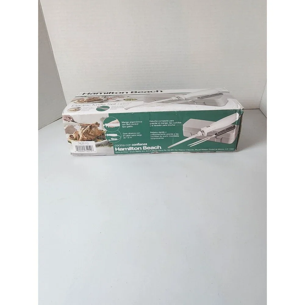 Hamilton Beach Electric Carving Knife And Fork Set With Case White